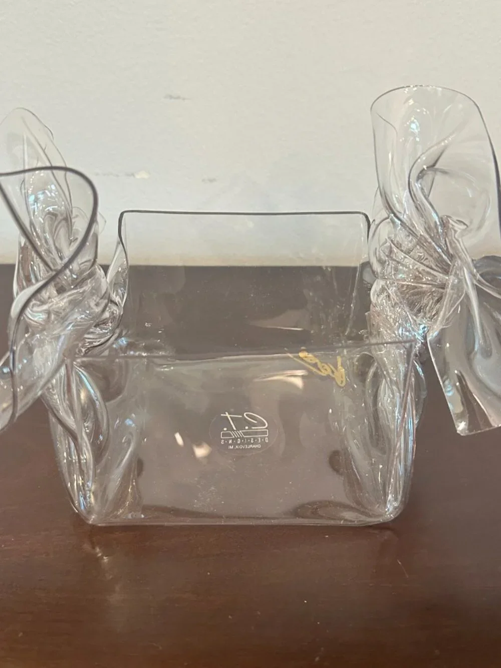 1992 VTG Hand Signed Modernist Lucite Handkerchief Napkin Holder by C.T. Design